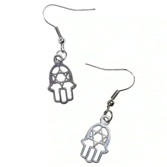 Star of David Hamsa hand earrings NEW - Picture 1 of 4